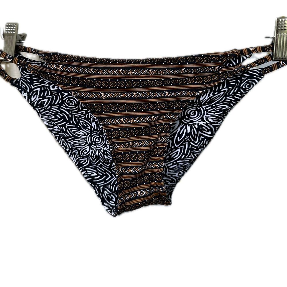 Volcom Women's Tribal Graphic Floral Open Side Straps Reversible Bikini Bottom